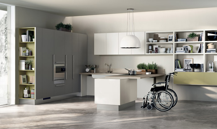 Pratico piano colazione per cucine disabili